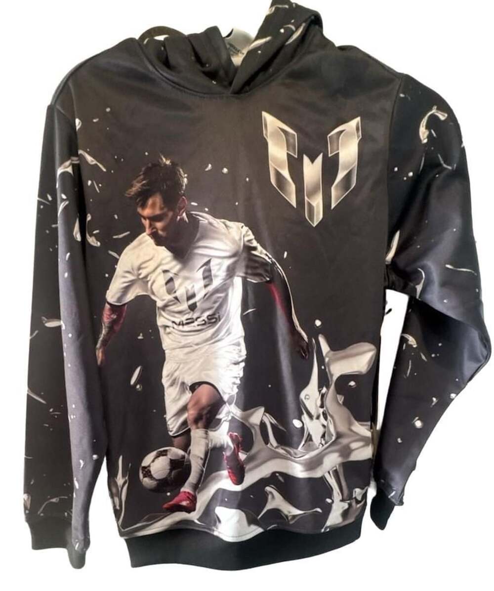 Messi Sublimated Hooded Sweatshirt Size XL 14/16 Black Soccer